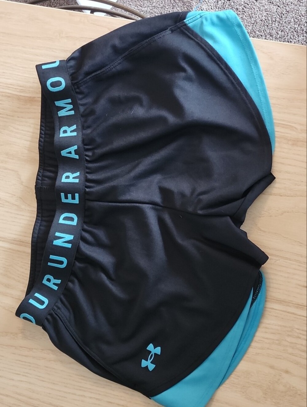 Under Armour Black Shorts with Teal Trim - Women's Athletic